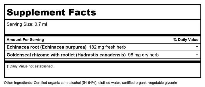 Herb Pharm Rapid Immune Boost 4oz - Supplement Facts panel
