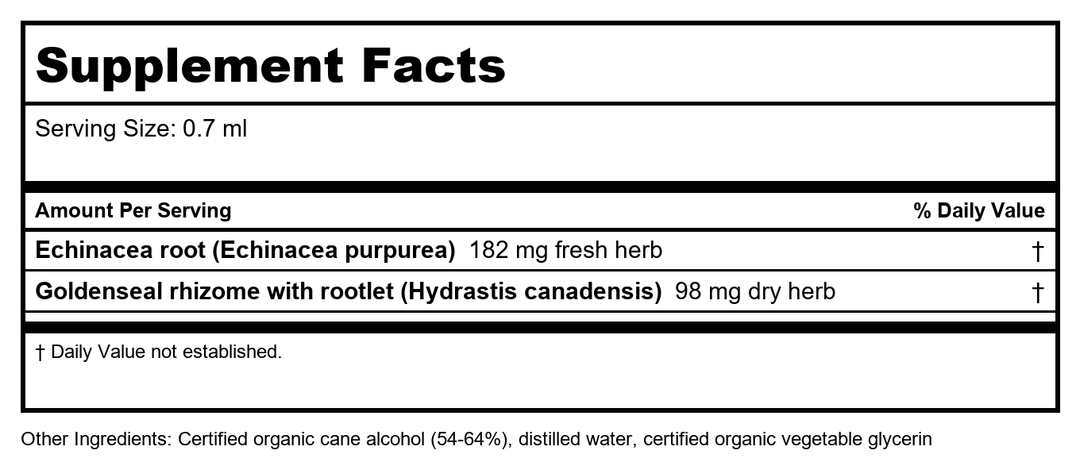 Herb Pharm Rapid Immune Boost 1oz - Supplement Facts panel