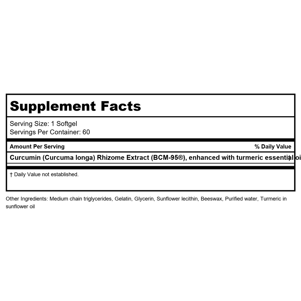 EuroMedica CuraPro 375mg 60 Softgels - Supplement Facts panel
