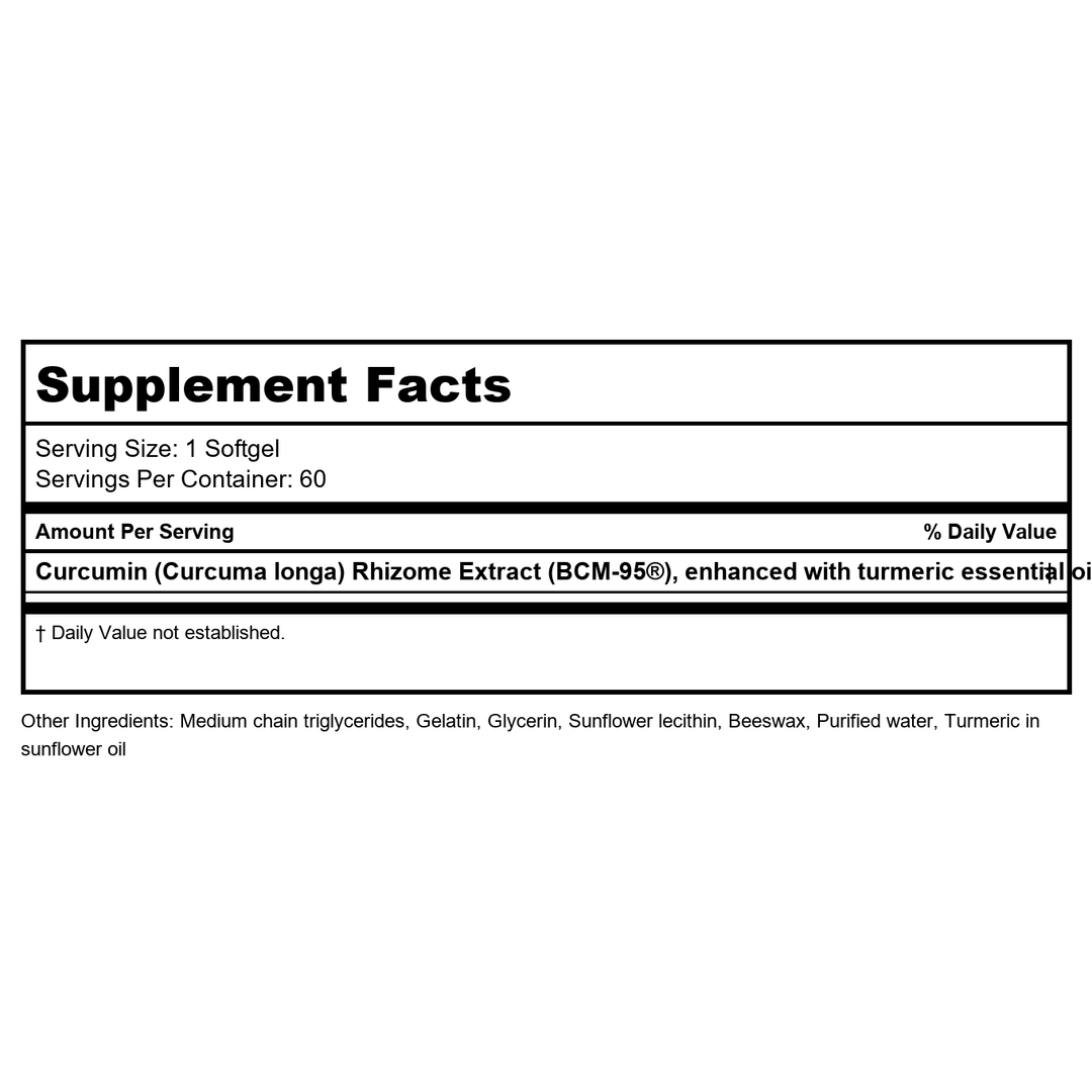 EuroMedica CuraPro 375mg 60 Softgels - Supplement Facts panel