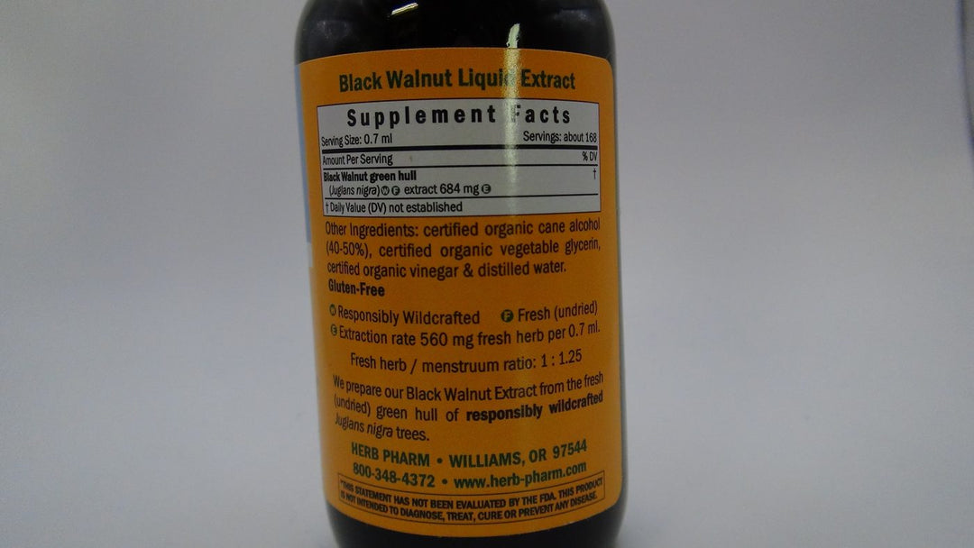 Herb Pharm Black Walnut 1oz - Supplement Facts panel