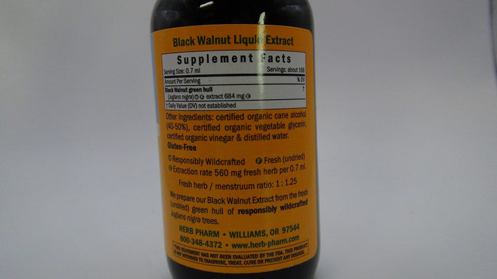 Herb Pharm Black Walnut 1oz - Supplement Facts panel