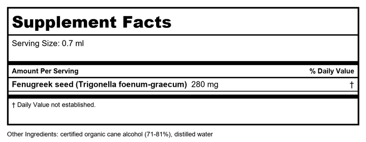Herb Pharm Fenugreek 4oz - Supplement Facts panel