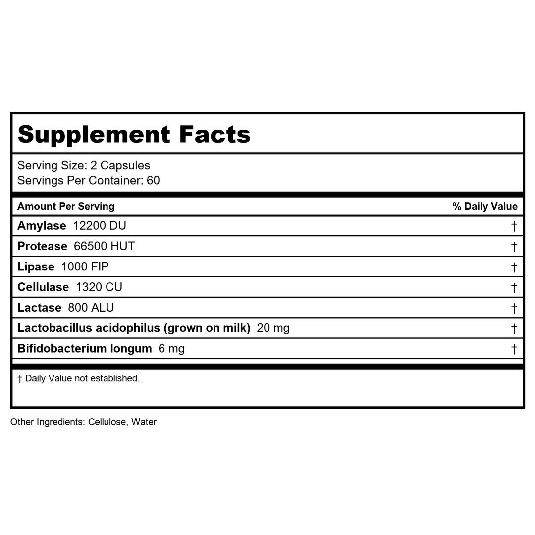 Transformation Enzymes DigestZyme 360 Capsules - Supplement Facts panel