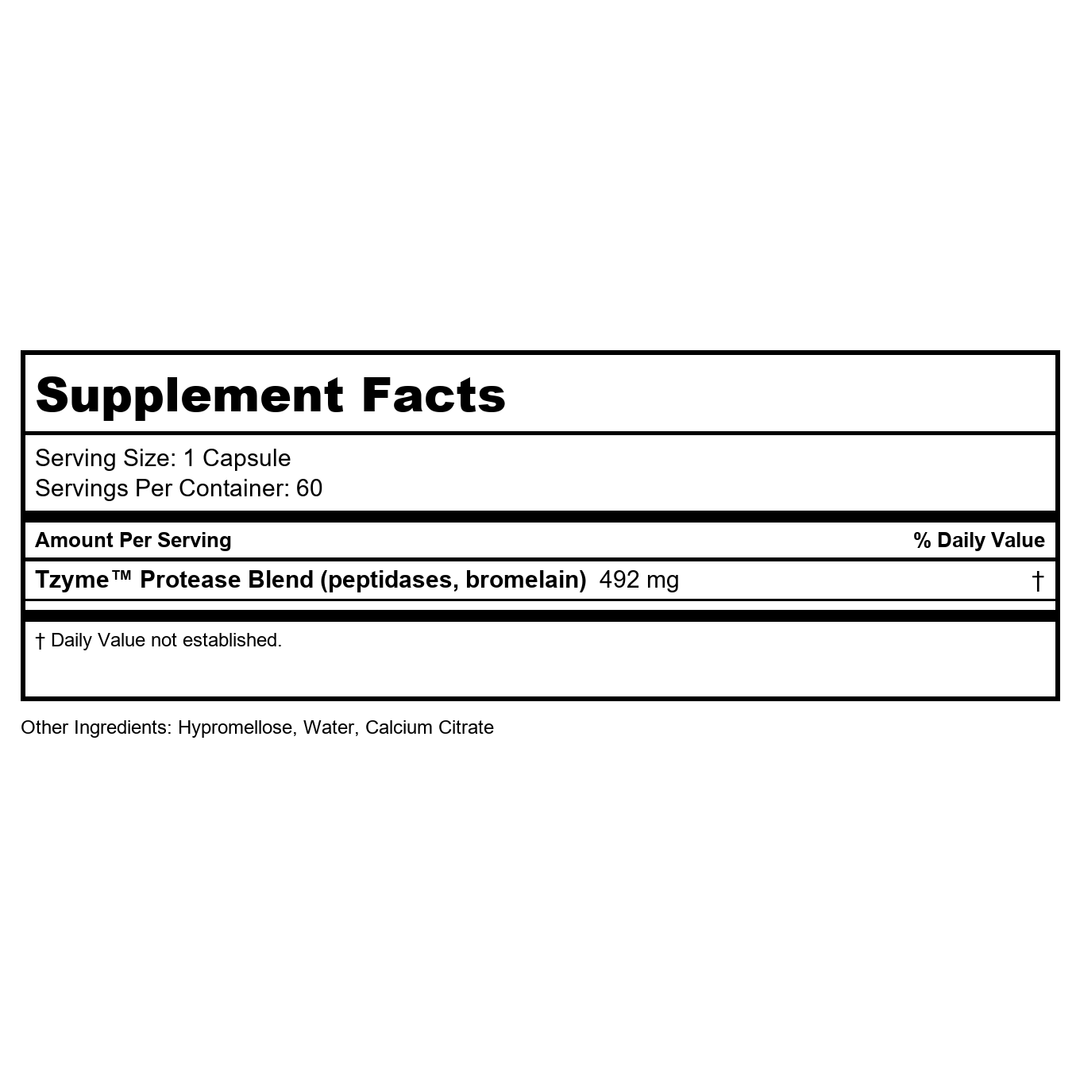 Transformation Enzymes Protease 120 Capsules - Supplement Facts panel