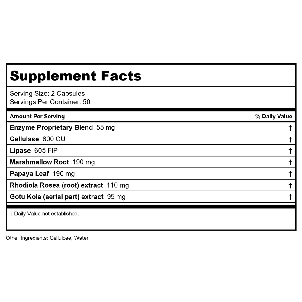 Transformation Enzymes GastroZyme 100 Capsules - B0067U3H1G - Supplement Facts panel