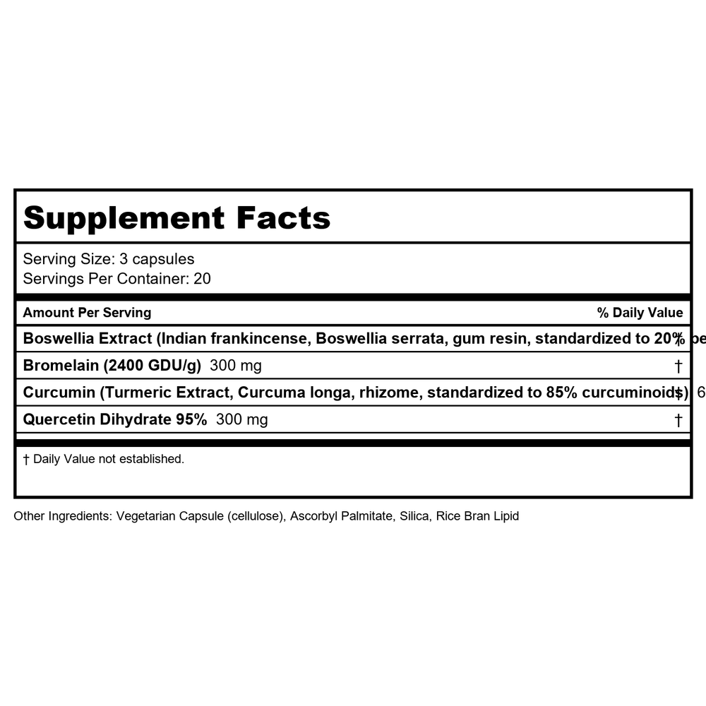 Vital Nutrients BCQ 120 Capsules - Supplement Facts panel