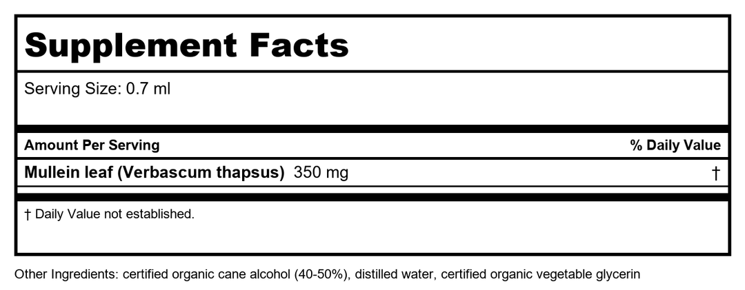 Herb Pharm Mullein Blend 4oz - Supplement Facts panel
