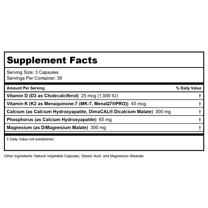 Ortho Molecular OsteoBase 90 Capsules - Supplement Facts panel