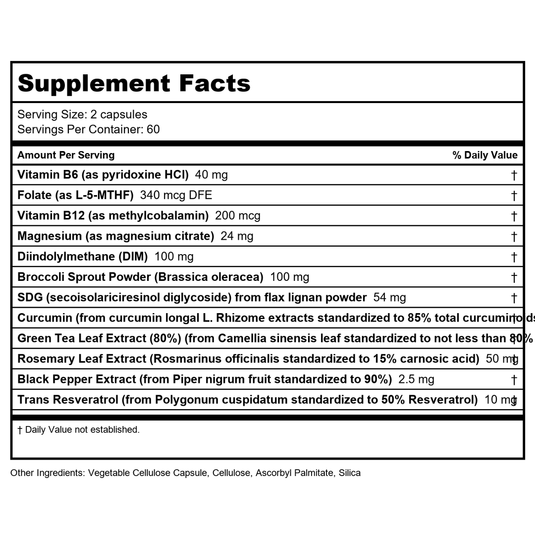 Vital Nutrients Hormone Balance 120 Vcaps - Supplement Facts panel