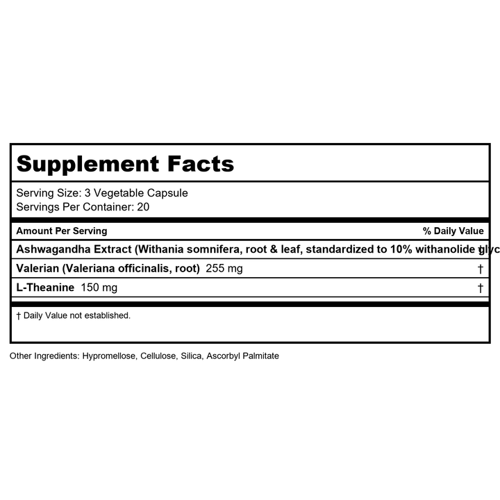 Vital Nutrients Tension Ease 60 Vcaps - Supplement Facts panel