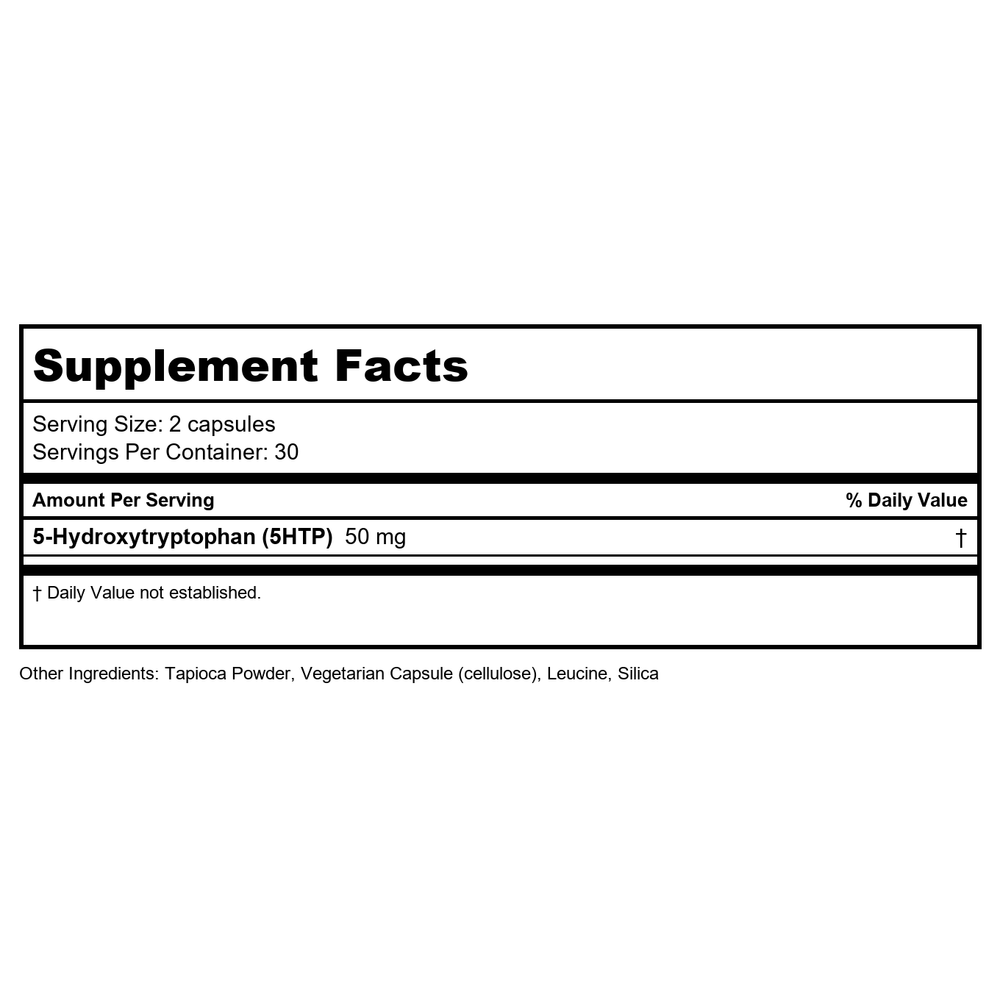 Vital Nutrients 5HTP 50mg 60 Vcaps - - Supplement Facts panel