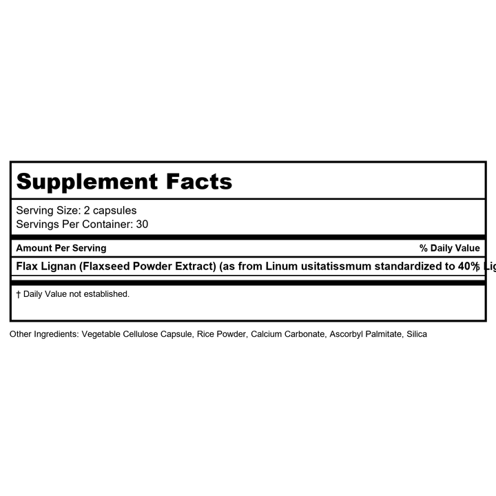 Vital Nutrients Flax Lignan SDG 156mg 60 Vcaps - Supplement Facts panel