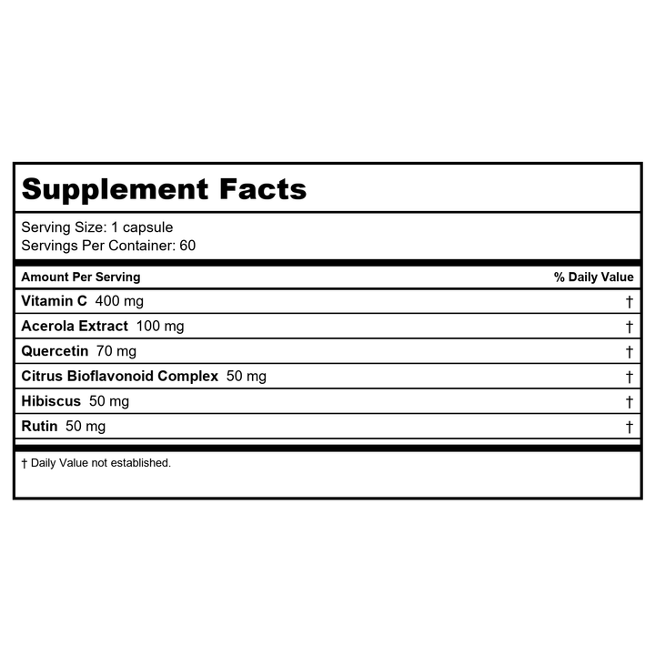 Ortho Molecular C-Flav 60 Capsules - Supplement Facts panel