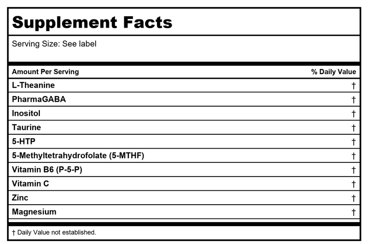 Ortho Molecular Cerenity 90 Capsules - Supplement Facts panel
