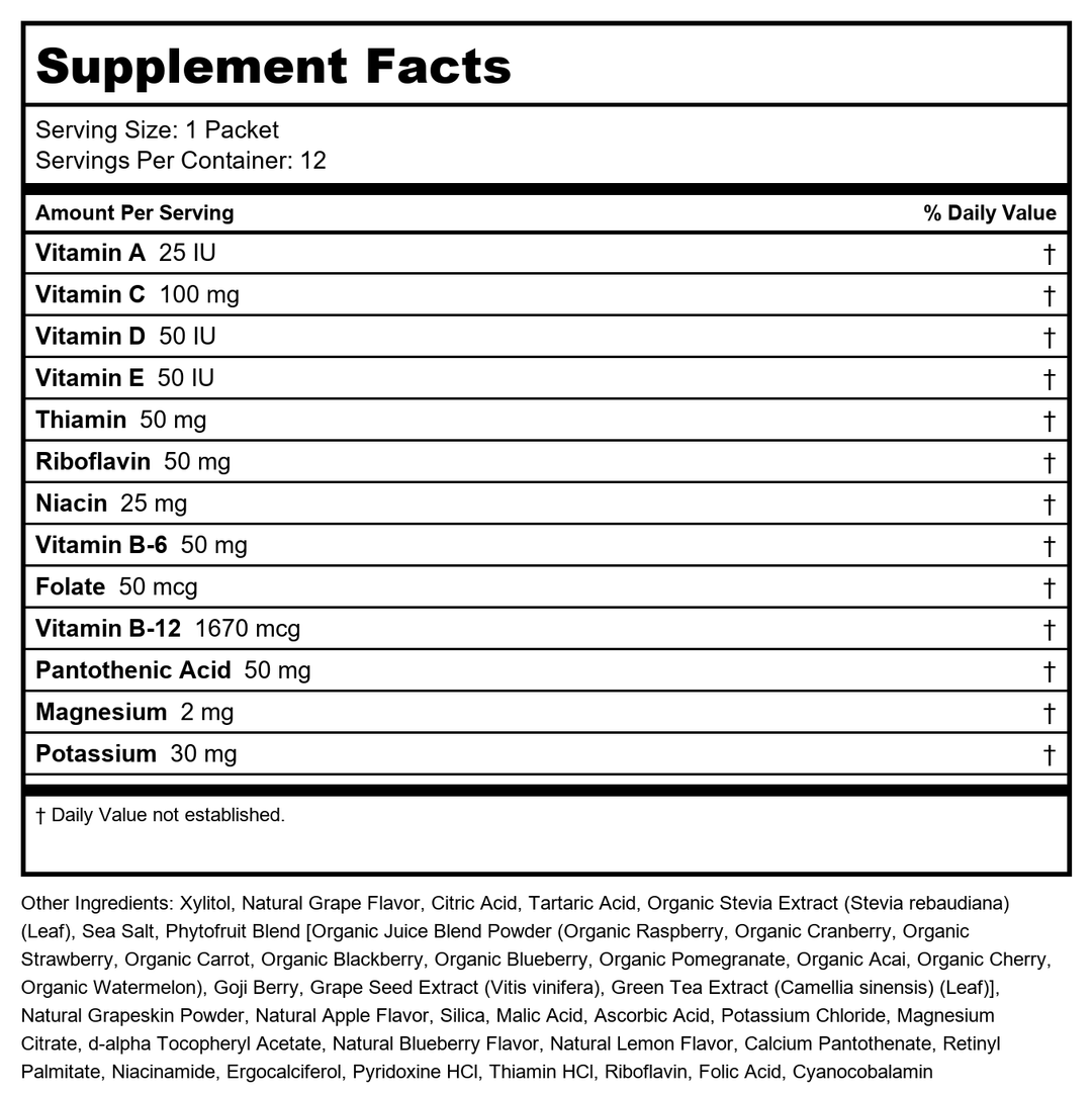 Now Real Food Slender Sticks Active Grape 12 Per Box - 7094 - Supplement Facts panel
