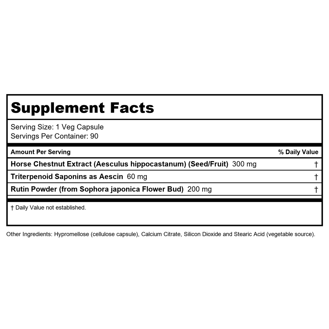 Now Foods Horse Chestnut 300mg 90 Vcaps - 4713 - Supplement Facts panel