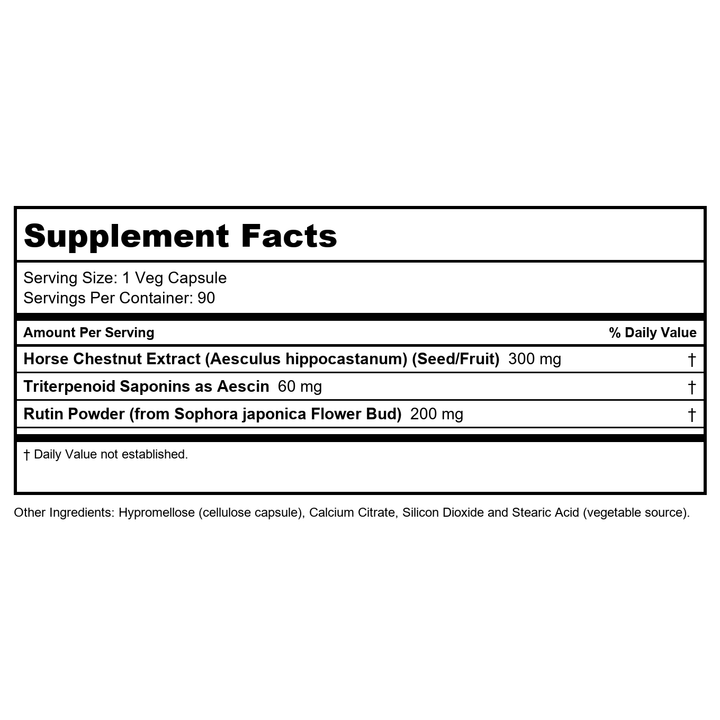 Now Foods Horse Chestnut 300mg 90 Vcaps - 4713 - Supplement Facts panel