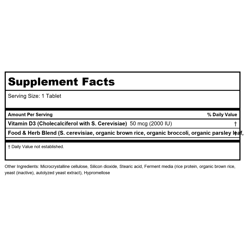 Innate Response Vitamin D3 2000 IU 90 Tablets - Supplement Facts panel