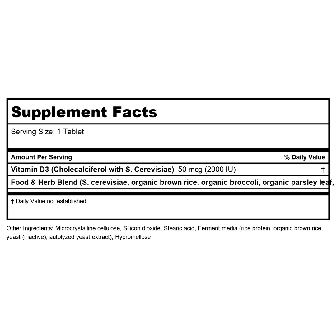 Innate Response Vitamin D3 2000 IU 90 Tablets - Supplement Facts panel