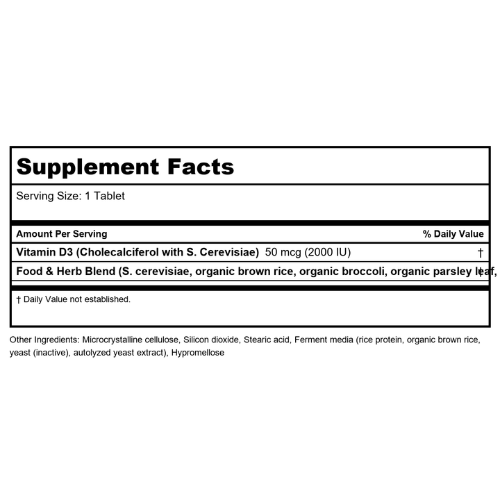 Innate Response Vitamin D3 2000 IU 90 Tablets - Supplement Facts panel