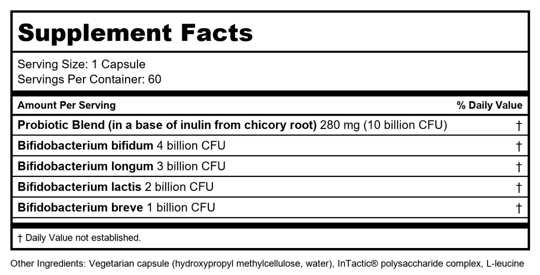 Klaire Labs Ther-Biotic Factor 4 60 Vcaps - Supplement Facts panel