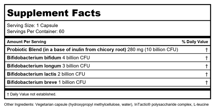 Klaire Labs Ther-Biotic Factor 4 60 Vcaps - Supplement Facts panel