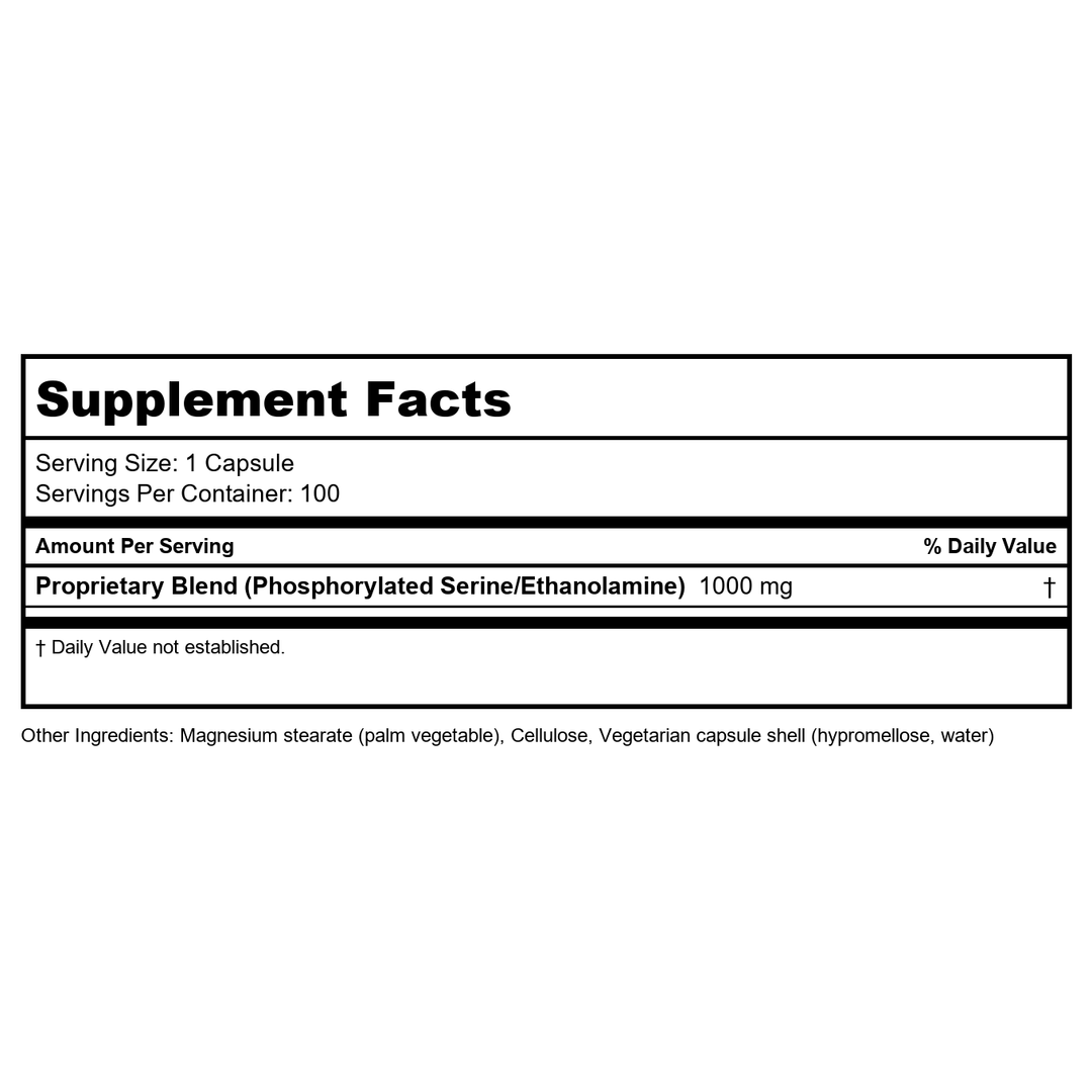 InterPlexus Seriphos 100 Capsules - Supplement Facts panel