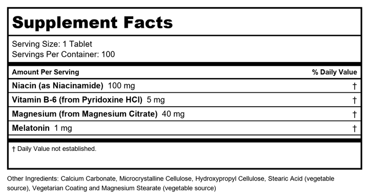 Now Foods Melatonin 1 mg 100 Tablets - 3262 - Supplement Facts panel