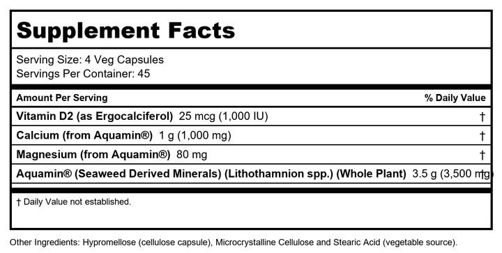 Now Foods Red Mineral Algae 180 Vcaps - 1538 - Supplement Facts panel