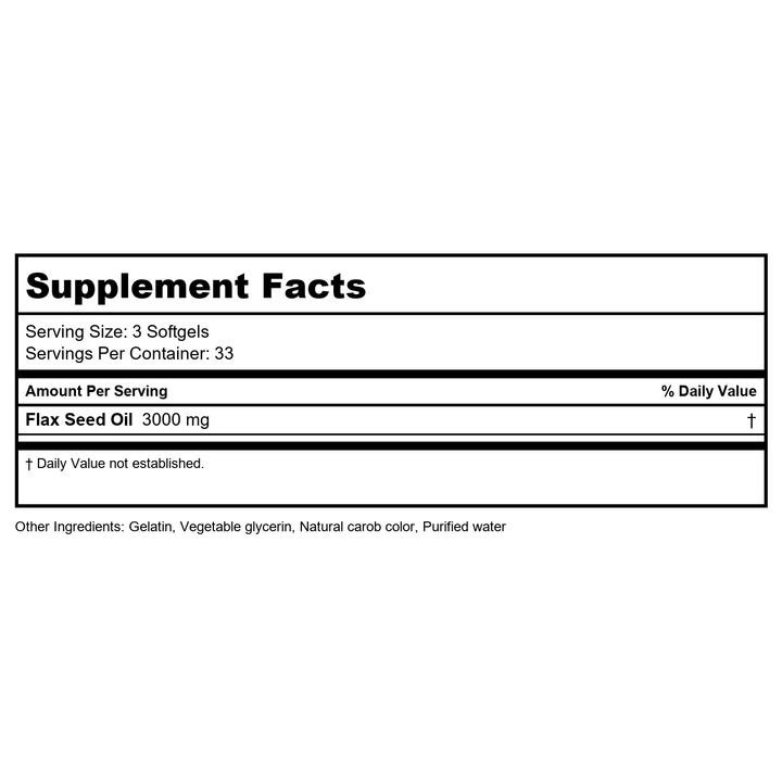Vital Nutrients Flax Oil 100 Softgels - Supplement Facts panel