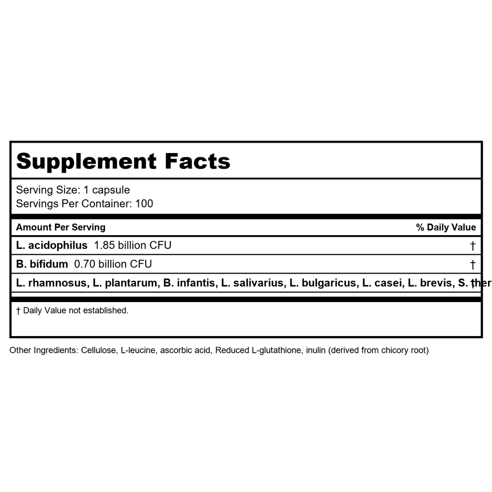 Klaire Labs Vital-10 100 Vcaps - 2 Pack - Supplement Facts panel