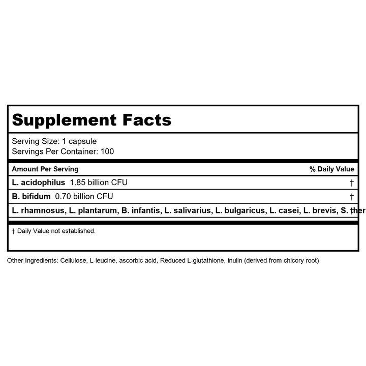 Klaire Labs Vital-10 100 Vcaps - 2 Pack - Supplement Facts panel
