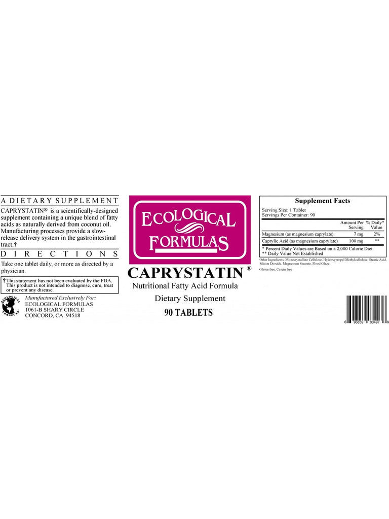 Ecological Formulas Caprystatin 90 Tablets - Supplement Facts panel
