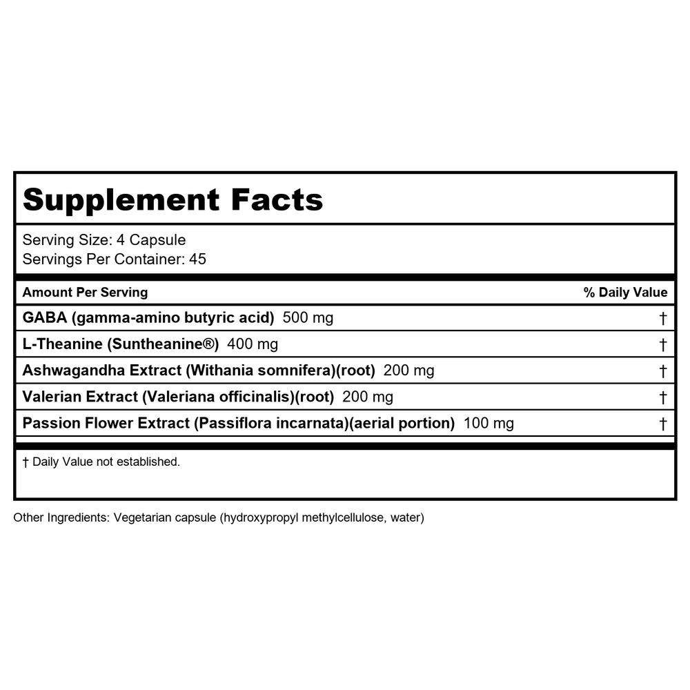 Klaire Labs Stress Support Complex 180 Capsules - Supplement Facts panel