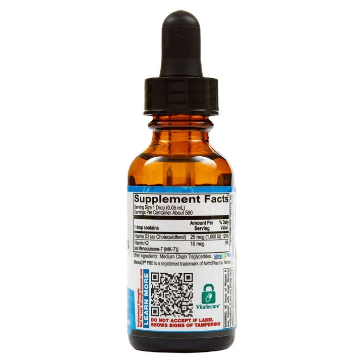 Ortho Molecular Liquid Vitamin D3 1,000 IU 1oz - Supplement Facts panel