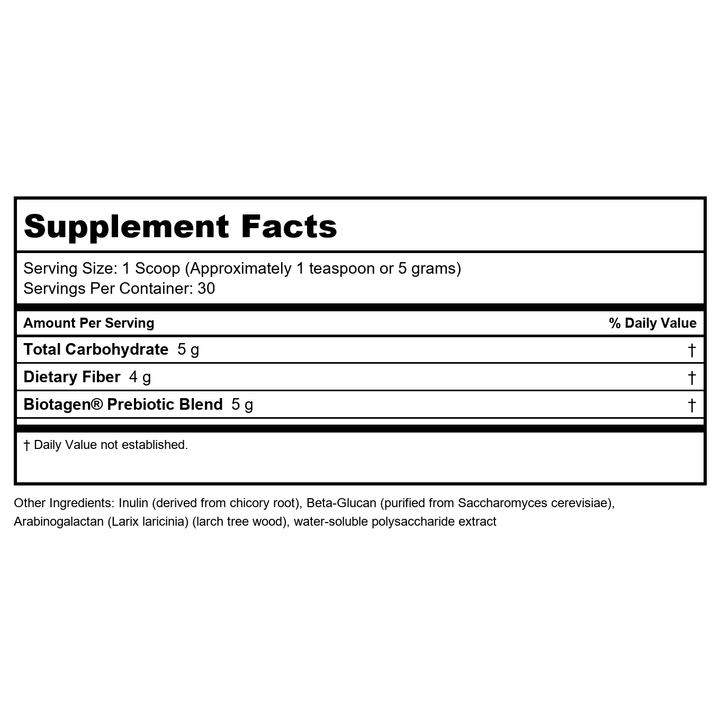 Klaire Labs Biotagen 120 Vcaps - Supplement Facts panel