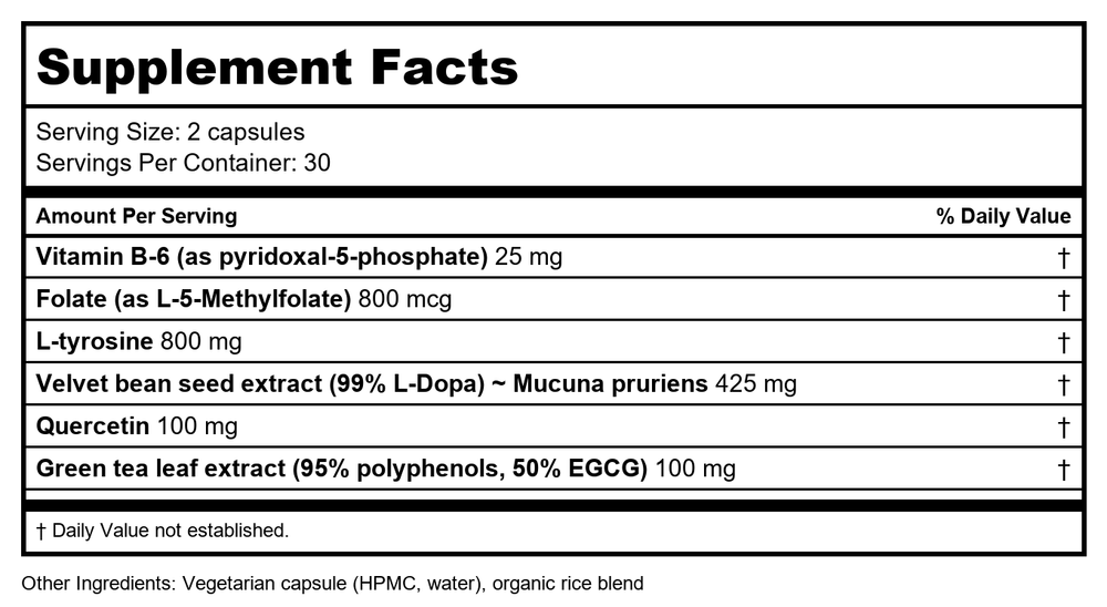 Vitanica Dopamine Assist 60 Vcaps - Supplement Facts panel