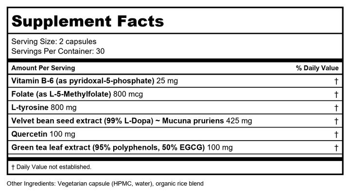 Vitanica Dopamine Assist 60 Vcaps - Supplement Facts panel