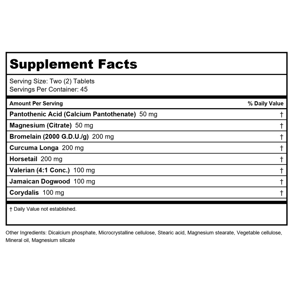 Progena ProTrauma 90 Tablets - Supplement Facts panel