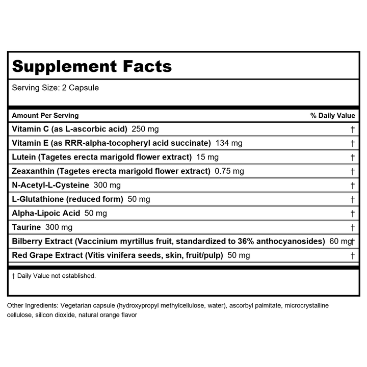 Klaire Labs OcuThera 60 Vcaps - Supplement Facts panel