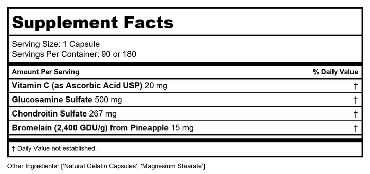 Ortho Molecular Chondro-Flx 180 Capsules - Supplement Facts panel