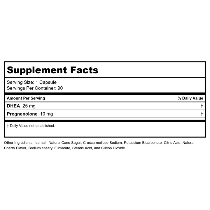 Ortho Molecular DHEA 25mg Micronized 90 Capsules - Supplement Facts panel