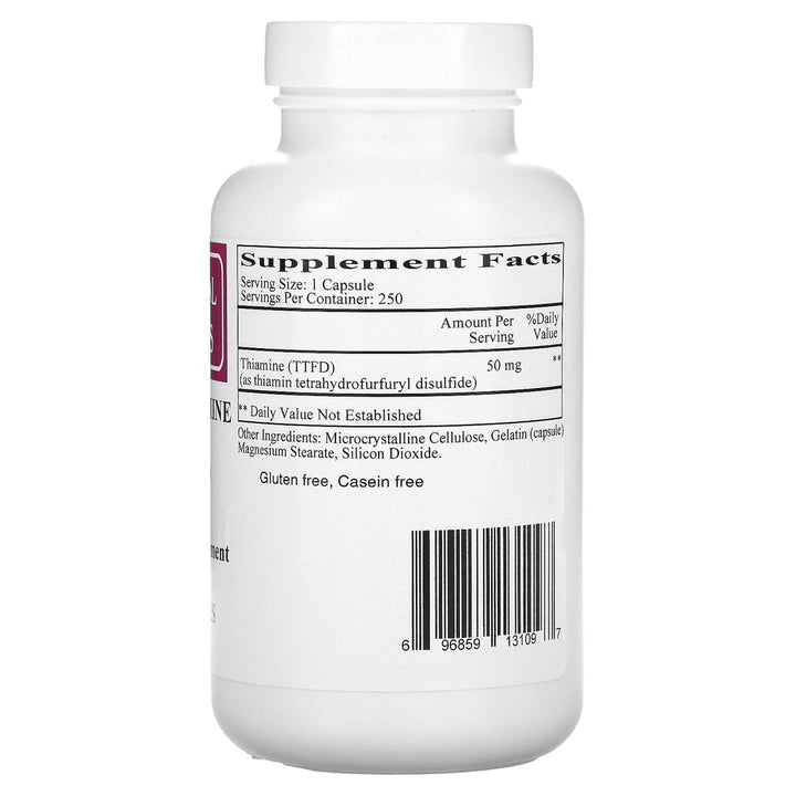 Ecological Formulas Allithiamine 250 Capsules - Supplement Facts panel