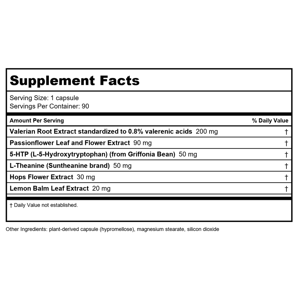 Enzymatic Therapy Fatigued To Fantastic Revitalizing Sleep Formula 30 Vcaps - Supplement Facts panel