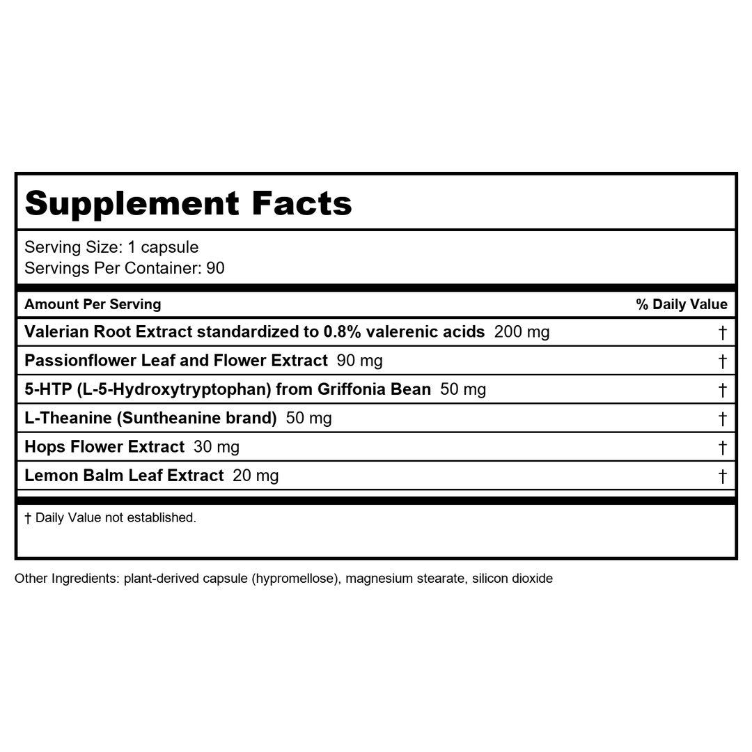 Enzymatic Therapy Fatigued To Fantastic Revitalizing Sleep Formula 30 Vcaps - Supplement Facts panel