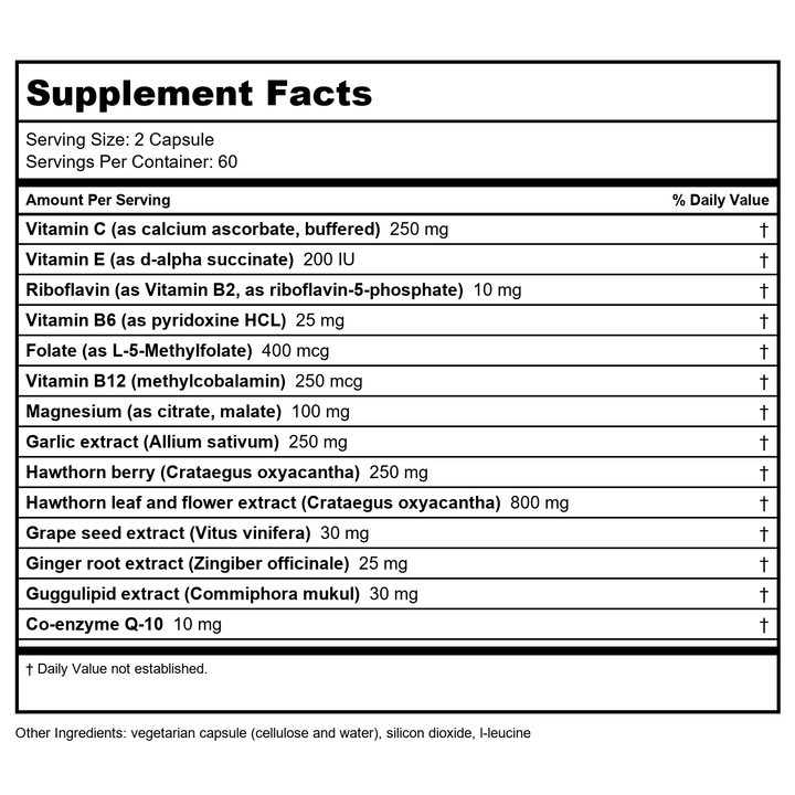 Vitanica Cardioblend 120 Vcaps - Supplement Facts panel