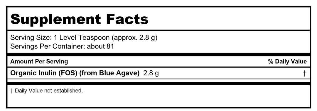 Now Foods Inulin Prebiotic Pure Powder Organic 8oz - 2944 - Supplement Facts panel