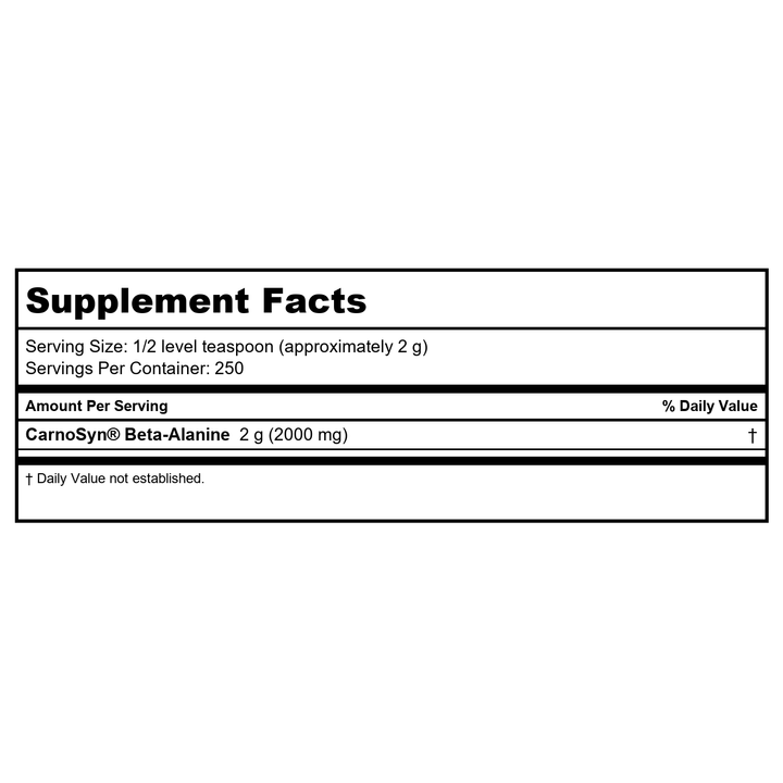 Now Sports Beta-Alanine 500 Grams - 2007 - Supplement Facts panel