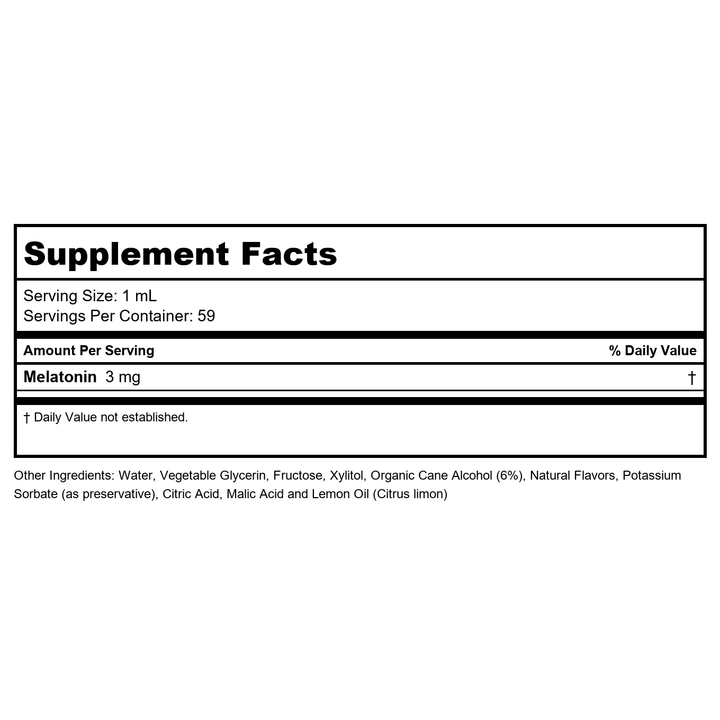 Now Foods Liquid Melatonin 2oz - 3261 - Supplement Facts panel